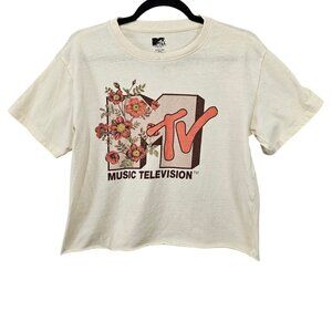 MTV Official Graphic Tee Short Sleeve Floral Cropped T-Shirt